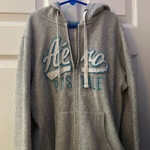 2000’s Aeropostale Gray Hoodie with Light Blue Logo